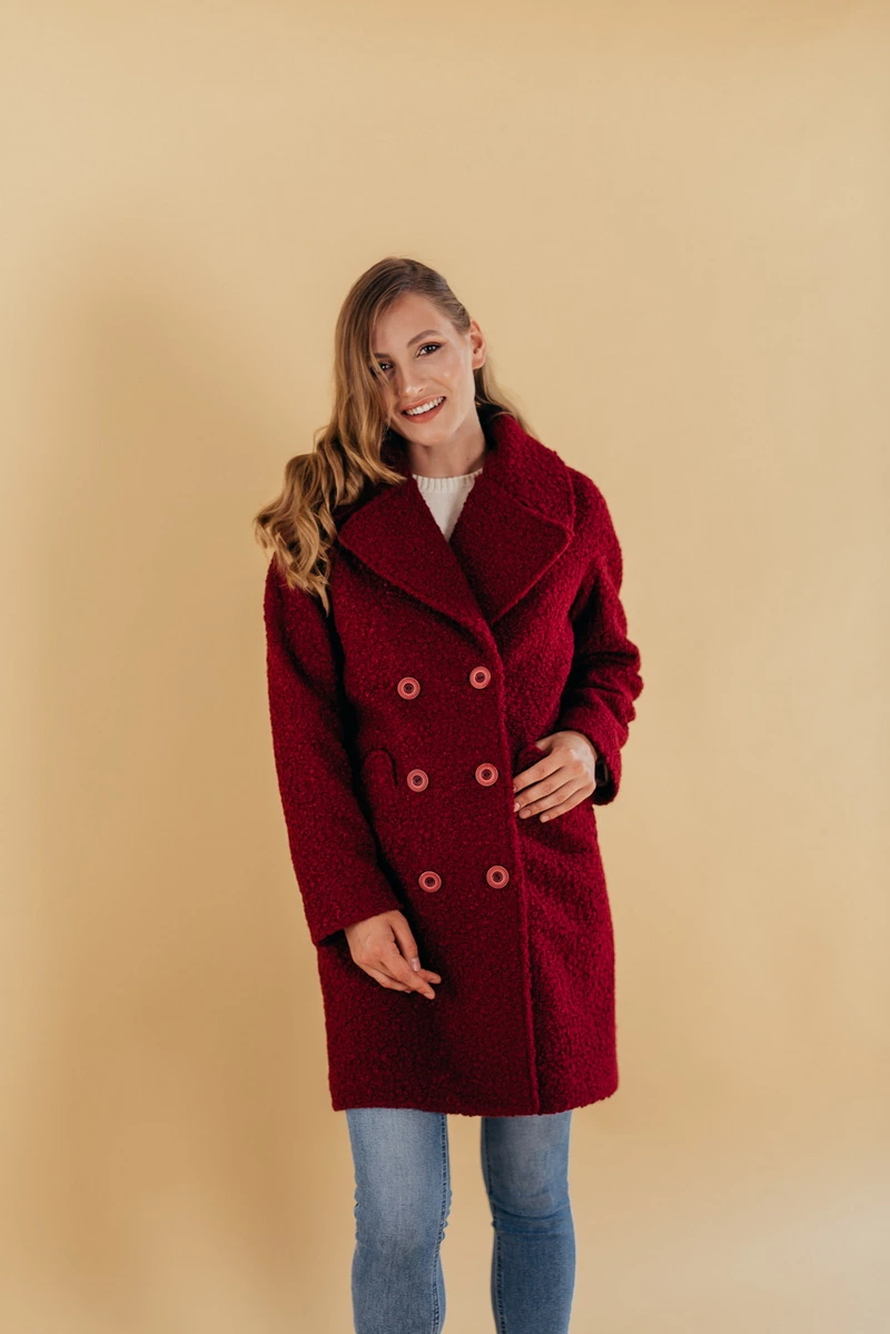 Пальто жіноче демісезонне Valentir двобортне Oversize, Марсала