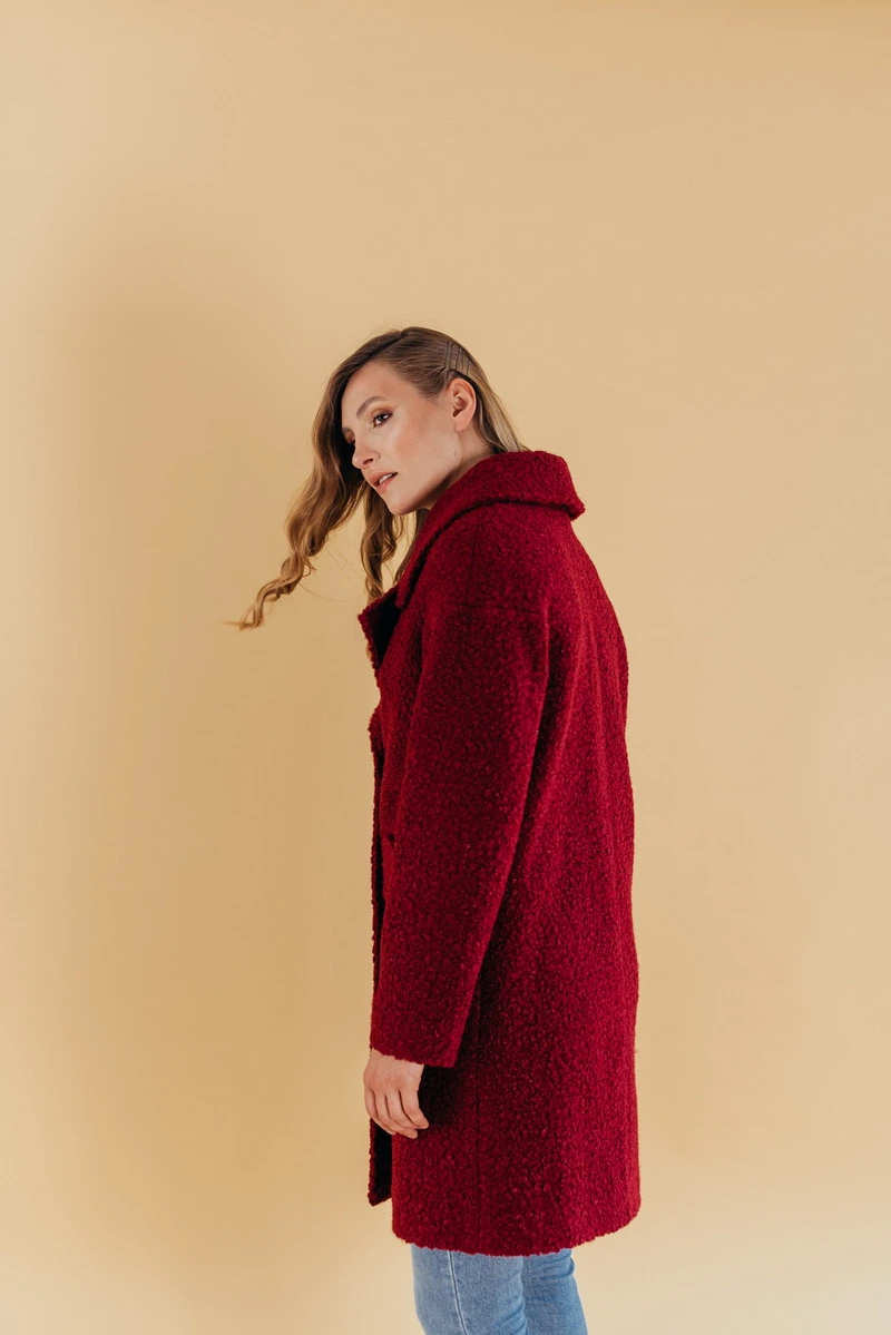 Пальто жіноче демісезонне Valentir двобортне Oversize, Марсала